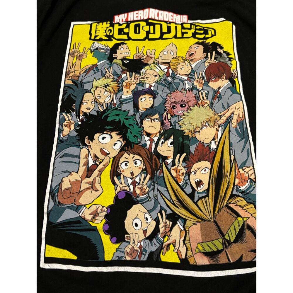 My‎ Hero Academia anime Black T-Shirt Size LARGE Comic Retro